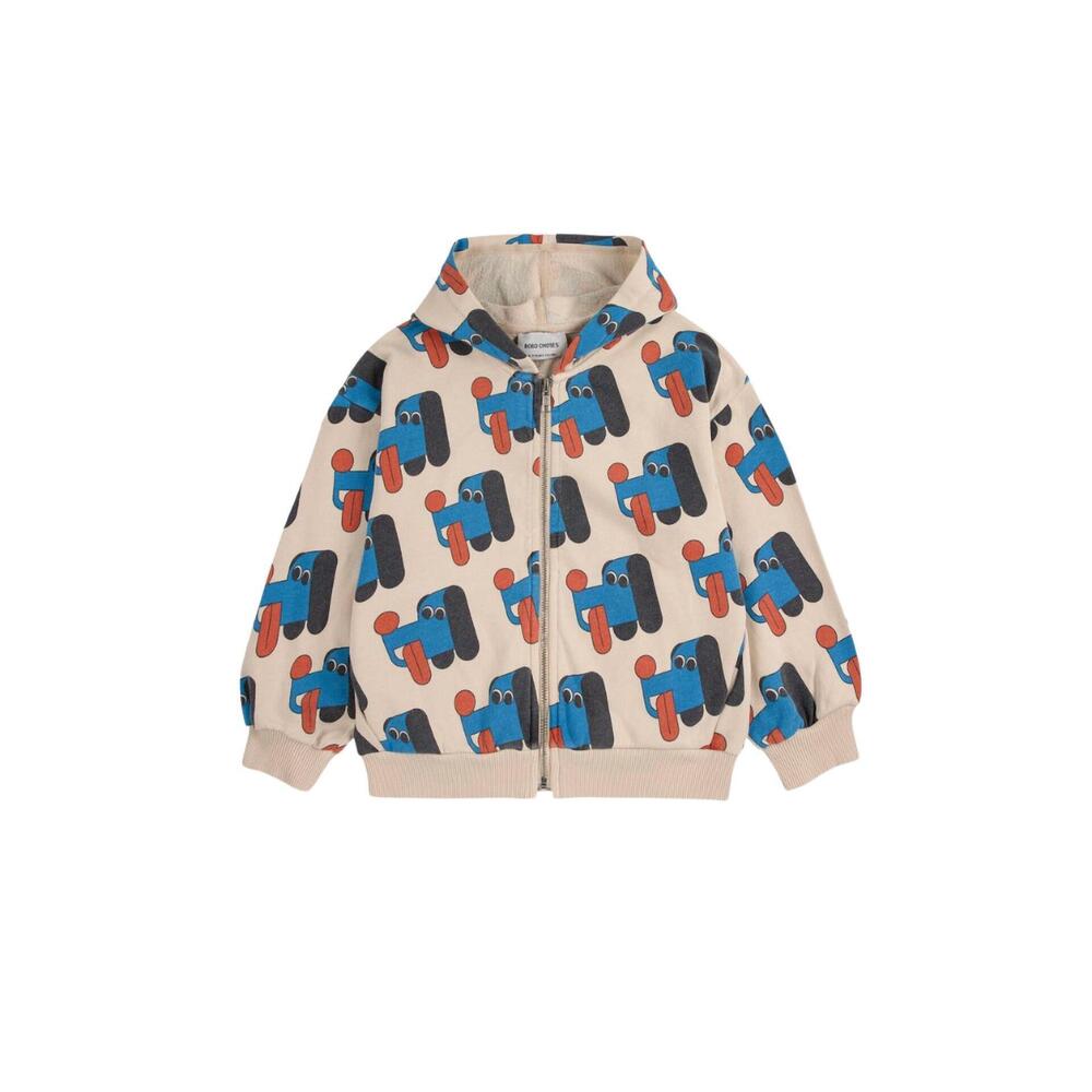 NEW BOBO CHOSES doggy mate all over zipped hoodie in off white - Picture 3 of 5